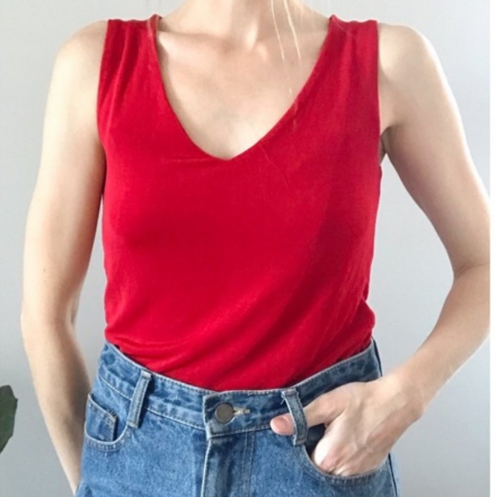 Vintage Chico’s Travelers Collection Tank Top Ruby Red Size 0 - Picture 4 of 8